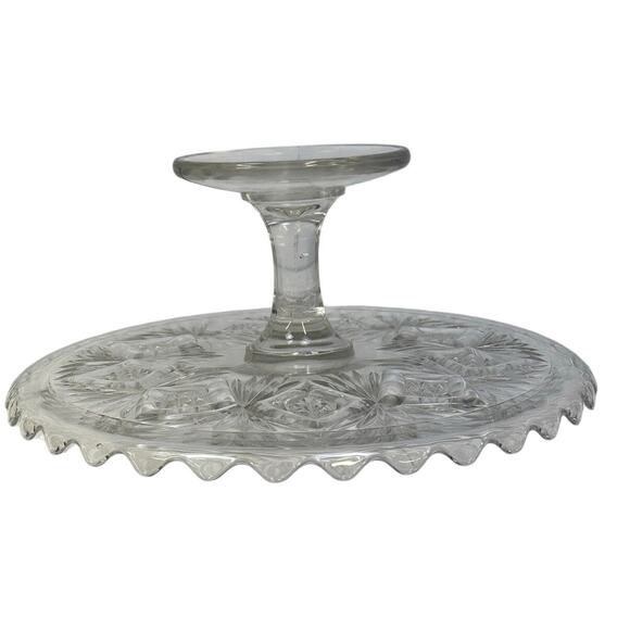 EAPG Diamond and Sheaf Scalloped Edge Late 19th Century 12.25" Cake Stand - Picture 6 of 7